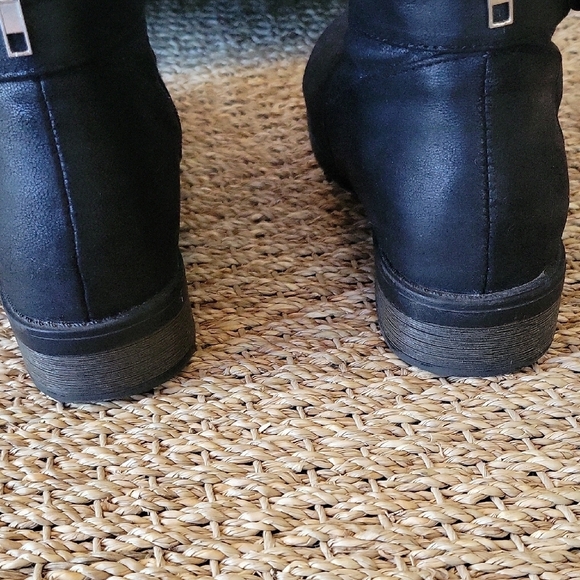 Restricted Black Over the Knee Boots Moto Style Size 9 - Picture 7 of 12